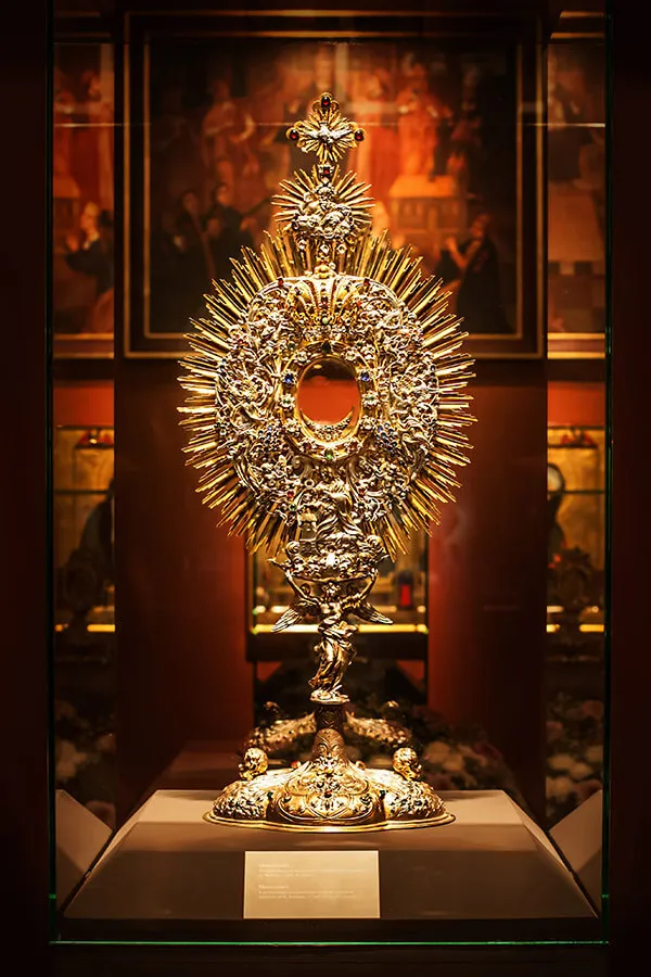 Golden monstrance on display